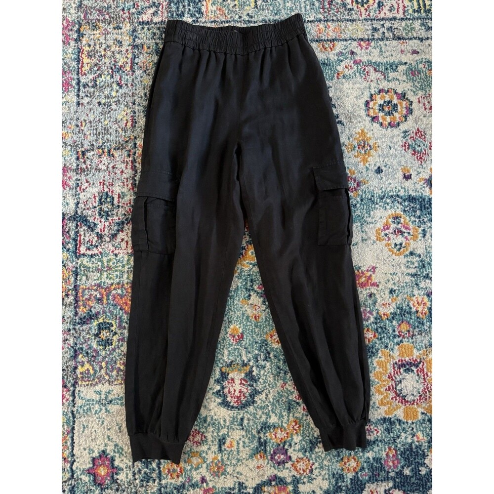 Alice + Olivia Classics Black Cargo Jogger Pants Elastic Waist Size XS